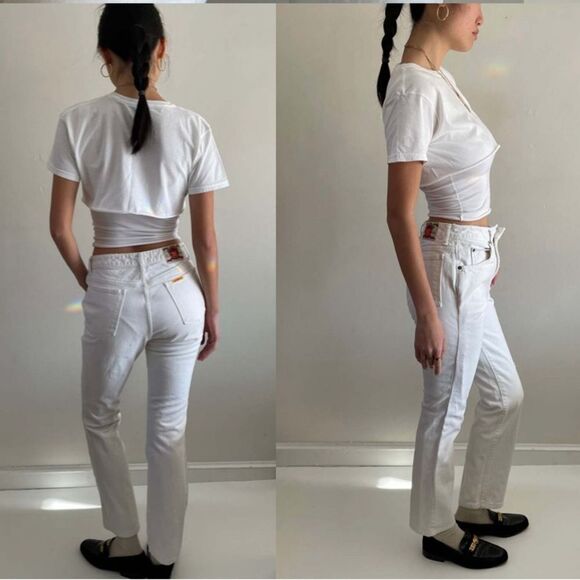 NWT EDWIN Women’s Jeans Anthropologie Anderson Ankle Ivory White - Size 24 - Picture 3 of 11